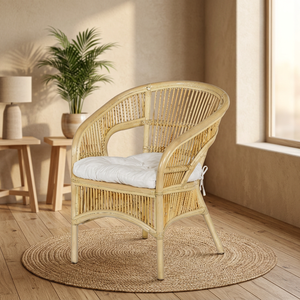 Fauteuil de loisirs modulaire Fabiano en rotin et bambou, fait main, moderne, capitonné, pour salon, appartement, chambre, hôtel - Origine Indonésie - Product Image 2