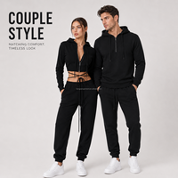 Ensemble de survêtement streetwear deux pièces pour femme, coupe ajustée, avec sweat à capuche court zippé à lacets et pantalon de jogging, personnalisable, vente en gros