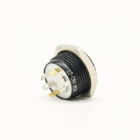 Interrupteur à bouton-poussoir noir ultra-court, micro-momentané, étanche, 1NO, avec anneau LED et broche PCB