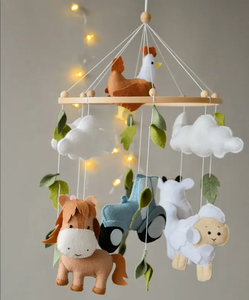 Mobile per Neonati in Feltro Fatto a Mano con Animali della Fattoria, Confezione Personalizzata, Piccolo MOQ, Regalo per Baby Shower, Ornamenti Sicuri da Appendere per <span class=keywords><strong>Cameretta</strong></span> - Product Image 1