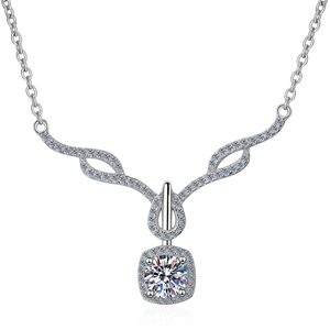 เครื่องประดับที่ดีขายส่งปรับได้โซ่ S925เงินสเตอร์ลิงสร้อยคอจี้เพชรโมอิสสำหรับผู้หญิง - Product Image 1