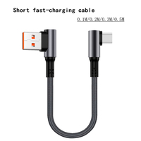 Câble de charge rapide USB-A/USB-C en nylon à coude coudé à 90 degrés de 0,1 m, 60 W, transmission de données, compatible iPhone/Samsung