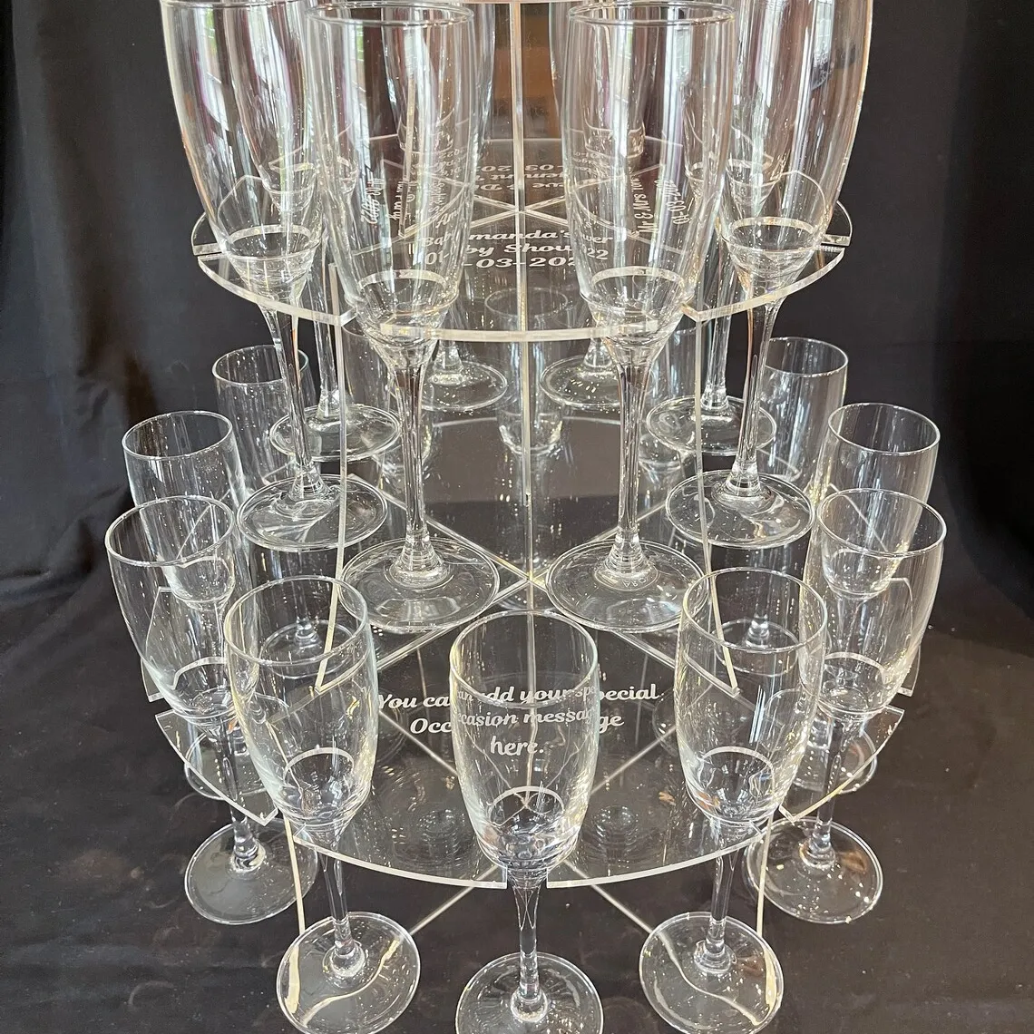 Yageli Groothandel Clear 3 Tiers Champagne/Prosecco Display Stand Toren Acryl Prosecco Display Stand