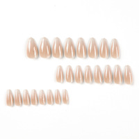 Ongles en amande XXL, nude neutre, ombré, couleur terre, magnifiques, à presser, en ABS, fabriqués à la machine, 24 pièces, longueur longue