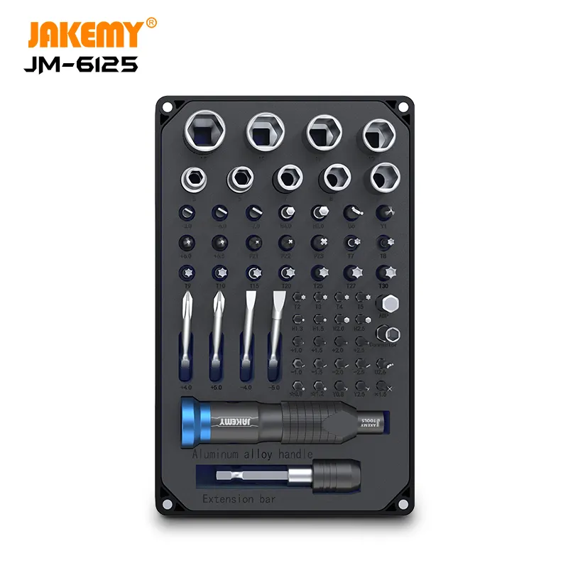 Jakemy JM-6125 conjunto de chave de fenda profissional, com S-2 condutor de alta qualidade, kit de ferramentas de reparo diy para computador portátil, óculos, celular