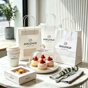 Costom Logo Bakery <b>Boxes</b> with Window One-Stop Bakery Packaging Solution Ero-Friendly Disposable Paper Bag for Dessert Takeaway - Product Image 1