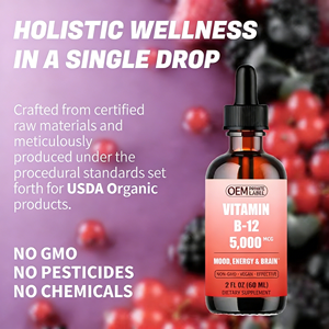 OEM/ODM Integratore di Vitamina B Complessa Organica 60ml, Supporto Energetico Naturale, 5000mcg <span class=keywords><strong>B12</strong></span> in Gocce Liquide per Adulti - Product Image 4
