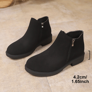 Stivaletti grigi da <span class=keywords><strong>donna</strong></span> con tacco basso alla moda stivali corti comodi Casual alla moda - Product Image 6