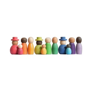 Juego de Juguetes Educativos Montessori en Miniatura, Casa de Juegos para Muñecas, Familia de Cuatro, Bloques de Construcción de Madera para el Aprendizaje Temprano - Product Image 5