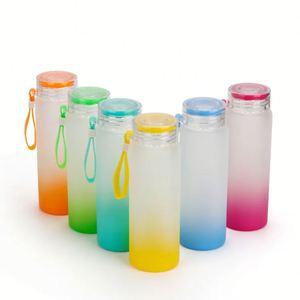 500ml Sublimation Blank Frosted Gradient Color Matte <b>Glass</b> Water <b>Bottle</b> with Custom Logo Business Gift - Product Image 3