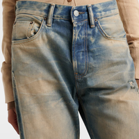 Jeans baggy en denim délavé personnalisé, style vintage, jambes larges, effet whisker, pantalon pour femmes, Y2K 2026, denim délavé irrégulier
