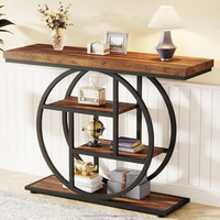Table console 41.3 "Table de canapé industrielle à 4 niveaux Table d'entrée avec base circulaire pour salon couloir Foyer