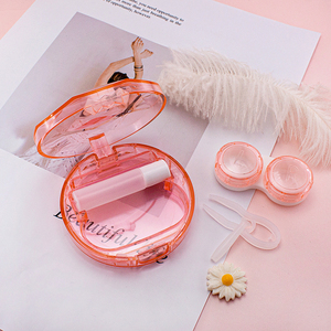 Estuche Redondo Económico para Lentes de Contacto de Color Caramelo con Herramientas de Aplicación, Caja para Parejas con Pinzas y Ventosa - Product Image 4