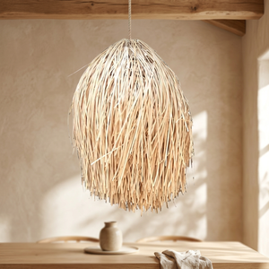 Lampe suspendue en rotin naturel style farmhouse, à intensité variable, pour la maison, le bureau et le bar - Product Image 2