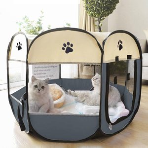 Cage semi-circulaire <span class=keywords><strong>amovible</strong></span> et lavable <span class=keywords><strong>pour</strong></span> chat et <span class=keywords><strong>chien</strong></span>, en tissu Oxford imperméable et respirant, résistante aux chiens, <span class=keywords><strong>pour</strong></span> petits animaux - Product Image 1