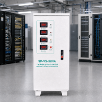 Stabilisateur de tension triphasé automatique 9 kVA, affichage numérique LED, protection contre les surcharges et les surtensions, conditionneur d'alimentation industriel