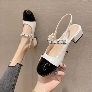 Zapatos Mary Jane con plataforma Baotou para mujer a la moda, estilo plano Slingback personalizado con características resistentes, Sandalias planas para mujer