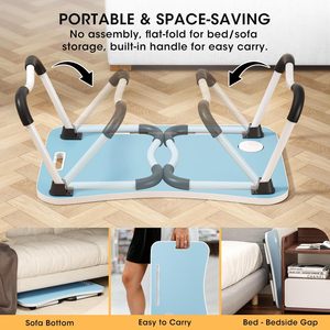 Portable <b>Foldable</b> Laptop <b>Desk</b> with Card Slot & Cup Holder for Home <b>Office</b> or Student Dormitory Simple Wooden Design - Product Image 3