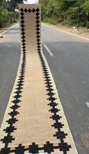 Alfombra de Yute Natural Tejida a Mano para Escaleras, Diseño Geométrico Negro, Estilo Rústico Bohemio para Escaleras, Pasillos y Entradas, Decoración para el Hogar - Product Image 4