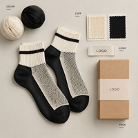 Chaussettes en Fibre de Bambou Noires et Ivoire Respirantes en Maille Tricotée pour Hommes, Talon et Bout Renforcés, Taille Personnalisée, Logo, Emballage OEM ODM