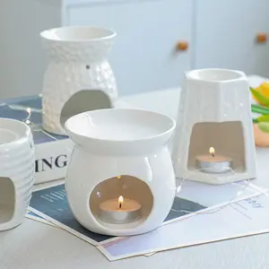 Factory Customized Ceramic Tealight Candle Holder Warmer Stove Essential Oil Burner Scented Candle Wax Melting Heater