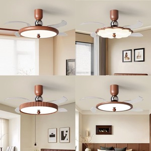 Ventilateur de plafond avec télécommande, trois couleurs changeantes, pales en acrylique, moteur tout en cuivre, pour salon et chambre à coucher - Product Image 1
