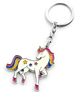 Custom Logo Cheap Metal Smart Key Chains Epoxy Charm Filled Color Personalized Lovely Horse Shaped Enamel Key Chains
