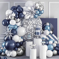 Ensembles de ballons de décoration d'anniversaire bleu noir Nef en gros en vrac Kit de guirlande de ballons bleus fidèles pour la fête de remise des diplômes de baby shower