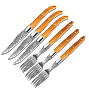 Ensemble de couverts <span class=keywords><strong>Laguiole</strong></span> en acier inoxydable de qualité supérieure, motif Damas durable, <span class=keywords><strong>couteau</strong></span> <span class=keywords><strong>et</strong></span> <span class=keywords><strong>fourchette</strong></span>, pour une utilisation en soirée - Product Image 3