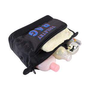2026 Wholesale National Two-Layer Custom Logo Travel for Storage <b>Bags</b> Zipper Cosmetic Makeup Microfiber Polyester wash <b>bags</b> - Product Image 3