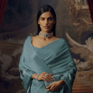 Sari de seda morado con diseño floral de boutique india, blusa a juego, vestido tradicional para mujer, para bodas, banquetes y fiestas, lo último en moda. - Product Image 1
