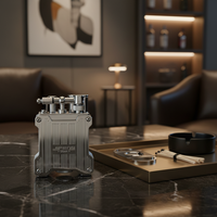 Briquet à gaz double torche en métal JIFENG JF-119 avec boîte cadeau pour club de cigares, cadeau d'affaires