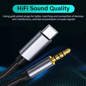 Câble auxiliaire <span class=keywords><strong>USB</strong></span> C Type C TRRS <span class=keywords><strong>Adaptateur</strong></span> <span class=keywords><strong>jack</strong></span> 3.5mm 3-4 pôles Câble auxiliaire audio <span class=keywords><strong>USB</strong></span> C <span class=keywords><strong>vers</strong></span> 3.5mm Cordon stéréo de voiture Cordon <span class=keywords><strong>casque</strong></span> auxiliaire - Product Image 5