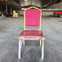 Chaise de banquet empilable en métal avec assise rembourrée en tissu pour hôtel, conférence, mariage, fête, salle d'événements