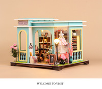 Kit de meubles miniatures en bois pour maison de poupée, modèle de boutique de couture, bricolage fait main, puzzle 3D, jouets d'assemblage, modèle avec lumière LED pour enfants