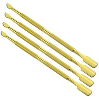 Outils de manucure Hadiyah Beauty, lime à ongles, pousse-cuticules, éliminateur de peaux mortes, pousse-ongles en acier inoxydable doré, double extrémité, double usage