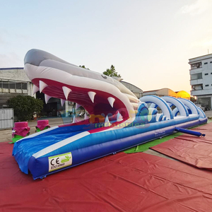 Marble blue kids commercial grade splash and ride toys <b>inflatable</b> double lane water slide - Product Image 6