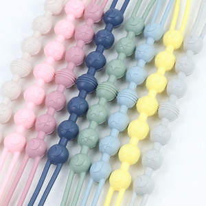 Nuovo Design forma rotonda stella luna sole bambino pinza ciuccio BPA-Free in Silicone porta manichino con morbido legno catenina succhietto - Product Image 4