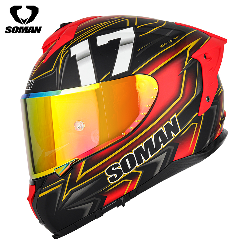 SOMAN Full Face Helmet - Dual Visor for Motorcycle Safety