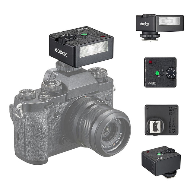 Godox IM30 Mini Portable Flash Manual Wireless Remote Control Foldable Design for Various Camera Models Output Levels 1/64 Full