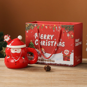 Juego de Tazas con Dibujos Animados de Santa Claus, Cerámica de Alta Calidad, Apto para Microondas, Resistente a Altas Temperaturas, con Tapa y Cuchara, Taza para Beber en Casa - Product Image 3