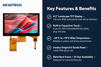 Kingtech - Módulo LCD TFT Táctil de 4.3 Pulgadas, 480*272, Amplio Rango de Temperatura, Pantalla de Visión Completa, Kit de Desarrollo de Detector Portátil para Control del Hogar Inteligente