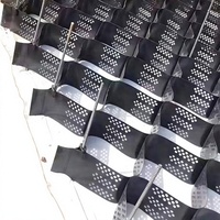 Grille de stabilisation de gazon en géocell perforé en HDPE noir Luxiang, type nid d'abeille, pour gravier, garantie 5 ans, écologique, pour pente de route extérieure