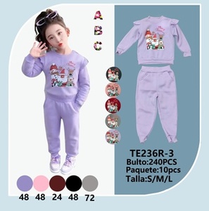 Tuta natalizia viola per bambine, a maniche lunghe, girocollo, 100% cotone, casual, invernale, con stampa di personaggi e dettagli laterali - Product Image 3