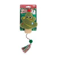 Jouet pour chat en peluche pompon de Noël avec herbe à chat et baguette de dentition résistante aux morsures pour chats - Auto-entretenissement et anti-ennui