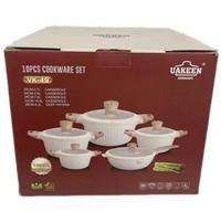 UAKEEN Lot de 10 ustensiles de cuisine très demandés : Casseroles 2.7L, 4.6L, 7L, 10L et Poêle à frire profonde 4.2L – Batterie de cuisine antiadhésive grande capacité