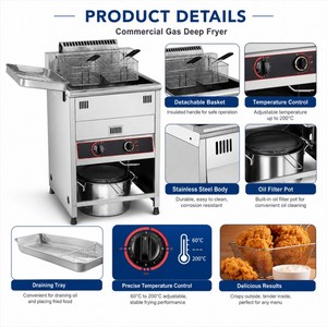 Comercial Popular Presión Friteuses 2l 30l Freestand Restaurante <span class=keywords><strong>Pollo</strong></span> Gas Freidora Máquina - Product Image 4