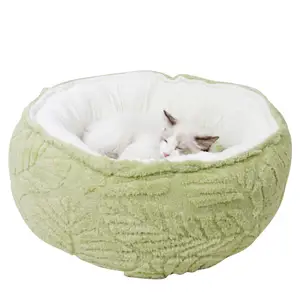宠物用品猫配件2024宠物狗猫床冬季保暖圆形毛圈柔软蓬松毛绒猫床