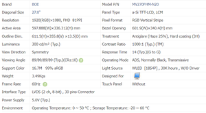 Có Sẵn Màn Hình Boe Mô-đun <span class=keywords><strong>Lcd</strong></span> Tft MV270FHM-N20 Kính Di Động Fhd 1920*1080 Lvds Độ Dày 13.2Mm 30 Chân Cho Màn Hình Máy Tính - Product Image 6