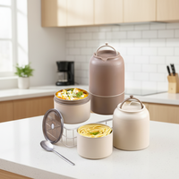 Tragbare Edelstahl-Mikrowellen-Thermo-Bento-Lunchbox für Kinder und Erwachsene, 2-stöckiger Isolierter Auslaufsicherer Behälter für Warme Speisen